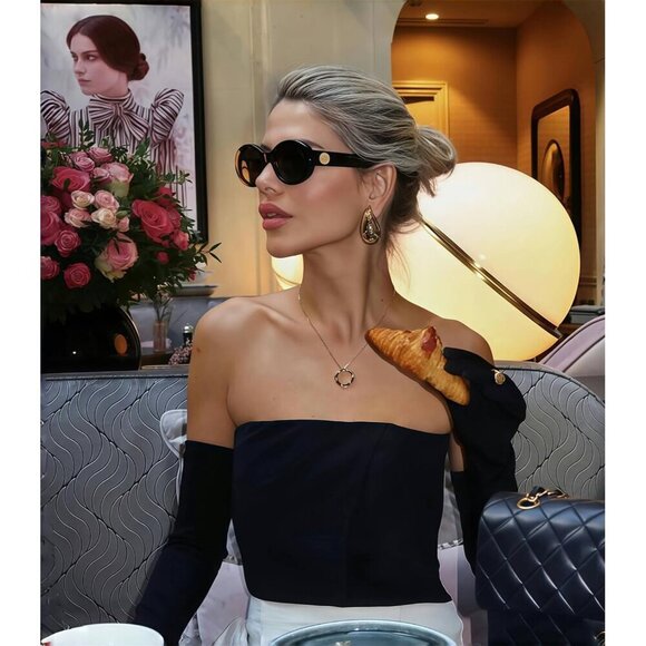Retro Oval Sunglasses Women 90s Chunky Frame UV400 Protection Fashion Accessory main image 4